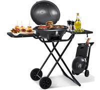 KESSER® Gril électrique | Gril de table 2 en 1 | Barbecue sur gril avec couvercle et pieds | 2400 watts maximum | Pliable | Thermomètre | Revêtement antiadhésif | Plaque pour grillade | noir
