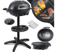 KESSER® Gril Électrique 2en1 - Pied avec Couvre-Pied | max. 2400 Watt Thermomètre | Revêtement antiadhésif | Plaque de gril XXL | Plateau intégré