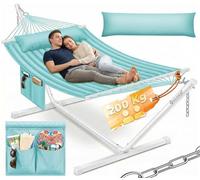 KESSER Hamac Hill avec armature - Coussin double pour 2 personnes - Cadre stable - Charge maximale : 200 kg - Pour l'intérieur et l'extérieur - XXL - Pour le jardin, le balcon, la terrasse - Gris/bleu