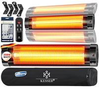 KESSER® Infrarotstrahler 2500 Watt Infrarot Heizstrahler mit Fernbedienung Terrassenstrahler inkl. Schutzhülle Wärmestrahler Quarzstrahler, Wandhalterung Terrassenheizer (Schwarz)