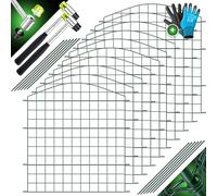 KESSER® Kit Complet de Clôture de Jardin en Métal - 10 Éléments Avec 2 Marteaux + 12 Barres de Fixation - À Clipser - Arc Supérieur Rond - Kit Enclos