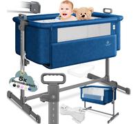 KESSER® Lit d'appoint Hubi 3 en 1 : lit parapluie, lit de voyage, lit bébé avec matelas moelleux, lit pour enfant avec roulettes, réglage de hauteur sur 5 niveaux, paroi latérale pliable pour une util
