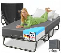 KESSER Lit d'appoint Pliable 200 x 90 cm avec Matelas en Mousse à mémoire de Forme et roulettes - Lit de Voyage Pliable avec Cadre en métal pour Adulte - Charge maximale : 250 kg - Lit en métal avec