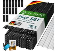 KESSER® Lot de 14 tôle trapézoïdale profilée - 110 x 46 cm - 7 m² - Tôle de toit en acier galvanisé de 0,25 mm - Pour abri de jardin, toit, vis, rondelles et gants de montage - Noir