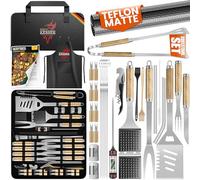Lot de 37 ustensiles de barbecue en acier inoxydable avec pince, spatule, spatule 4 en 1, fourchette à barbecue, brochettes de