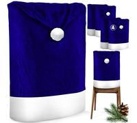 KESSER® Lot de 4 Housses de Chaise de Noël de qualité supérieure - Bonnet de Père Noël - Décoration de Noël pour chaises - Housse de Chaise au Design de Noël - Bonnet de Noël