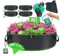 KESSER® Lot de 4 Sac de Plantation 190 litres | Sacs de Plantation en Tissu Non Tissé avec Etiquettes Nominatives | Sac de Plantation de Pommes de Terre avec Fenêtre & Poignées | Noir