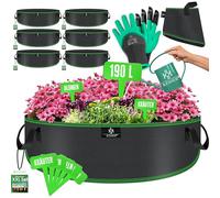 KESSER® Lot de 6 Sac de Plantation 190 litres | Sacs de Plantation en Tissu Non Tissé avec Etiquettes Nominatives | Sac de Plantation de Pommes de Terre avec Fenêtre & Poignées | Noir