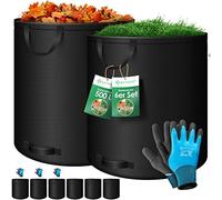KESSER® : Ensemble de sacs de jardin. Sac à feuilles et sac pour déchets de jardin, comprenant des gants. Autoportant, avec 4 poignées, stable, robuste et pliable. Sacs à feuilles, sacs pour les déche