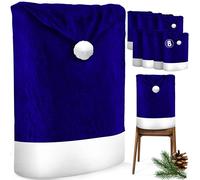 KESSER® Lot de 8 Housses de Chaise de Noël de qualité supérieure - Bonnet de Père Noël - Décoration de Noël pour chaises - Housse de Chaise au Design de Noël - Bonnet de Noël