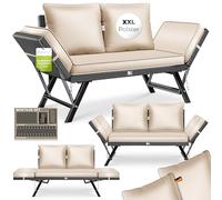 KESSER® Luna Banc de jardin en polyrotin avec fonction allongée, 4 en 1, résistant aux intempéries, canapé de balcon, canapé réglable, accoudoirs réglables, rembourrage extra épais