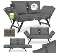 KESSER® Luna Banc de jardin en polyrotin avec fonction allongée, 4 en 1, résistant aux intempéries, canapé de balcon, canapé réglable, accoudoirs réglables, rembourrage extra épais