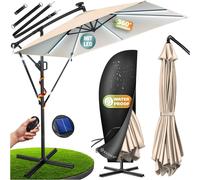 KESSER® Parasol de jardin Holly, forme rectangulaire, diamètre 350 cm, avec/sans éclairage LED solaire, inclut une housse de protection