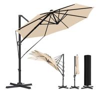 KESSER® Parasol déporté de Jardin Ø330cm 360° en Aluminium ávec Housse et manivelle et support et Protection UV Beige