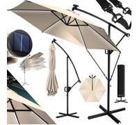 Parasol KESSER® à pied articulé en aluminium avec éclairage LED solaire, housse et télécommande incluses