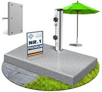 KESSER Pied de parasol en granit avec tube en acier inoxydable, pied de parasol rectangulaire de qualité supérieure, 30 kg, pour mâts de parasol jusqu'à 16-48 mm, avec poignée de transport, gris