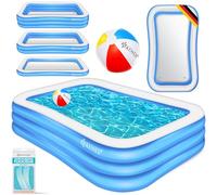 KESSER® Piscine gonflable familiale pour enfants et adultes Piscine de jardin Piscine familiale Piscine d'été 305 x 183 x 56 cm Pataugeoire 1180 l Convient aux enfants Avec kit de réparation et balle