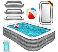 KESSER® Piscine gonflable familiale pour enfants et adultes Piscine de jardin Piscine familiale Piscine d'été 305 x 183 x 56 cm Pataugeoire 1180 l Convient aux enfants Avec kit de réparation et balle