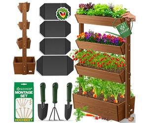 KESSER® Plate-Bande surélevée avec étages Premium Jardinière Étagère en escalier pour Fleurs Étagère en escalier pour plantations - Potager Parterre d'herbes Pots Plate-Bande (4 Sols, Brun)