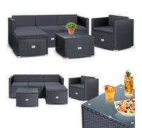 KESSER® Poly rotin Lounge Aruba - Salon de Jardin pour 4-5 Personnes Ensemble de Meubles de Jardin composé d'un canapé de Jardin 3 Places, d'un Fauteuil, avec Coussins, Anthracite