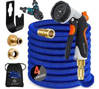 KESSER® Premium Tuyau d'arrosage flexible | étendu |+ support mural | Tuyau d'eau flexible avec âme en latex triple épaisseur | flexible extensible | Raccords en laiton, 30 mètres, Bleu