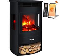 KESSER Cheminée électrique Prio avec Chauffage Radiateur soufflant Télécommande 950/1 900 W Effet de Flamme LED, Noir