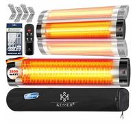 KESSER® Radiateur infrarouge 2500W Radiateur infrarouge avec télécommande, 3 niveaux, Instant-Heat, support mural, radiateur de terrasse, radiateur à quartz, chauffage de terrasse, housse de protectio