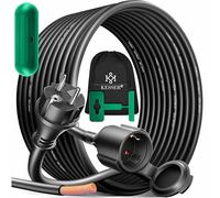 KESSER® Rallonge 3 Prises 250 V avec Capuchon de Protection - Câble électrique pour intérieur et extérieur - IP44 - Contact de Protection - Résistant à l'huile et aux UV, 10m, Noir