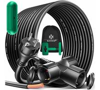 KESSER® Rallonge 3 prises 250 V avec capuchon de protection - Câble électrique pour intérieur et extérieur - IP44 - Contact de protection - Résistant à l'huile et aux UV, 15m - avec distributeur, Noir