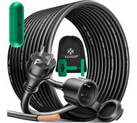 KESSER® Rallonge 3 Prises 250 V avec Capuchon de Protection - Câble électrique pour intérieur et extérieur - IP44 - Contact de Protection - Résistant à l'huile et aux UV, 20m, Noir