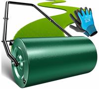 KESSER® Rouleau à Gazon 60cm 48L Volume Remplissage Métal déflecteur saleté & Gants Rouleau à Main Rouleau à Gazon Rouleau Jardin Rouleau agricole Rouleau pouvant être rempli d'eau/Sable 60 kg Vert
