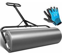 KESSER Rouleau à gazon en métal à remplir avec de l'eau ou du sable avec un volume de remplissage de 63 l et 99 cm de large - Rouleau de jardin avec gants - Rouleau manuel pour gazon - Anthracite