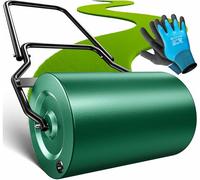 KESSER® Rouleau à gazon en métal à remplir avec de l'eau ou du sable - Volume de remplissage de 60 litres et 50 cm de large - Rouleau de jardin avec gants - Vert