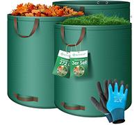 KESSER® Sac de jardin 3x 272L Set sac à feuilles Sac à déchets de jardin in ants - Autonome 4 poignées Stable Robuste & Pliable - Tontes de gazon pour déchets de jardin Déchets verts