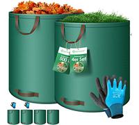 KESSER® Sac de jardin 4x 500L Set sac à feuilles Sac à déchets de jardin in ants - Autonome 4 poignées Stable Robuste Pliable Sacs à feuilles Tontes de gazon Sacs jardin pour déchets jardin Vert