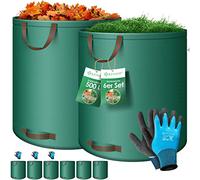 KESSER® : Ensemble de sacs de jardin. Sac à feuilles et sac pour déchets de jardin, comprenant des gants. Autoportant, avec 4 poignées, stable, robuste et pliable. Sacs à feuilles, sacs pour les déche