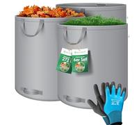 KESSER® Sacs de jardin 6x272L Set sac à feuilles Sac à déchets de jardin +gants Autonome 4 poignées Stable Robuste Pliable Sacs à feuilles Tontes de gazon Sacs jardin pour déchets jardin Déchets Gris