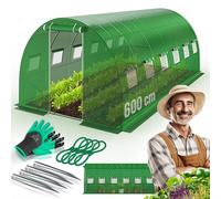 KESSER® Serre en film stable avec 12 fenêtres avec moustiquaire et porte | Tunnel de jardin avec cadre en acier galvanisé | Tunnel en film 170 g/m² avec piquets d'ancrage au sol gants et cordes | 600