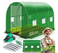KESSER® Serre en film stable avec 6 fenêtres avec moustiquaire et porte | Tunnel de jardin avec cadre en acier galvanisé | Tunnel en film 170 g/m² avec piquets d'ancrage au sol gants et cordes | 200 x