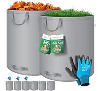 KESSER® : Ensemble de sacs de jardin. Sac à feuilles et sac pour déchets de jardin, comprenant des gants. Autoportant, avec 4 poignées, stable, robuste et pliable. Sacs à feuilles, sacs pour les déche