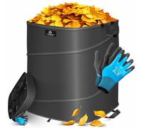 KESSER® Set de Sacs de Jardin Pop-up - 1x 175 Litres, Sac pour Déchets de Jardin avec Gants, Autoportant avec Poignées, Robuste, Ferme et Repliable, Anthracite/Noir