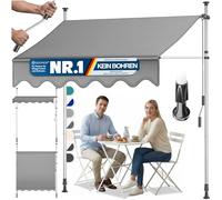 KESSER® Store banne avec manivelle pour Balcon | Store pour Balcon sans Trous à percer, résistant aux UV, réglable en Hauteur, Hydrofuge, protège du Soleil, Toit de terrasse (300cm, Gris)