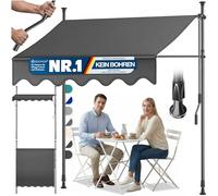 KESSER® Store banne avec manivelle pour Balcon | Store pour Balcon sans Trous à percer, résistant aux UV, réglable en Hauteur, Hydrofuge, protège du Soleil, Toit de terrasse (250cm, Anthracite)