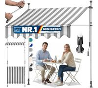 KESSER® Store banne avec manivelle pour Balcon | Store pour Balcon sans Trous à percer, résistant aux UV, réglable en Hauteur, Hydrofuge, protège du Soleil, Toit de terrasse (150cm, Blanc/Gris)