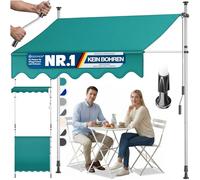 KESSER® - Store de balcon avec manivelle | Store de balcon sans perçage | Store résistant aux UV réglable en hauteur et imperméable | Pour balcon, terrasse et jardin, toit de terrasse 300 cm