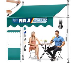 KESSER® Store de balcon avec manivelle | Store de balcon sans perçage | Store résistant aux UV, réglable en hauteur et imperméable | pour balcon, terrasse et jardin, toit de terrasse 250 cm