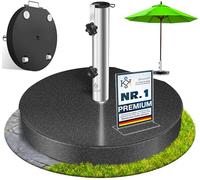 KESSER Support de parasol en granit avec tube en acier inoxydable - Support de parasol de qualité supérieure - Piédestal rond de 30 kg - Pour bâtons de parasol jusqu'à 16 à 48 mm - Support inclus