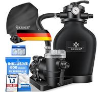 KESSER® Système de Filtre à Sable + 700 g de Billes filtrantes remplacent 25 kg Filtre à Sable vanne 7 Voies avec indicateur de Pression Filtre de Piscine 10 mġ/h cuve de Filtre, Le Noir
