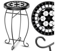 KESSER Table de bistrot ronde en mosaïque - 60 x 34 cm - Table d'appoint en métal - Table d'appoint pour balcon, terrasse, balcon - Mosaïque de pierre - Table de jardin - Pour l'intérieur et