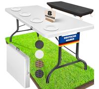 Table de buffet pliable KESSER® en plastique, 183 x 76 cm. Table de camping, table de fête, table pliante, table de jardin pour le jardin, la terrasse et le balcon. Pliable, pour 8 personnes. Poignée